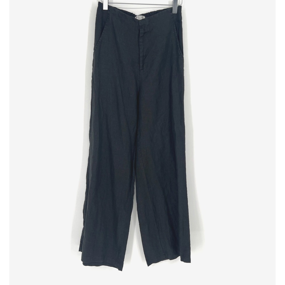 Lanthropy Pants Womens XS Black Linen Wide Leg Classic Coastal‎ Basic Preppy